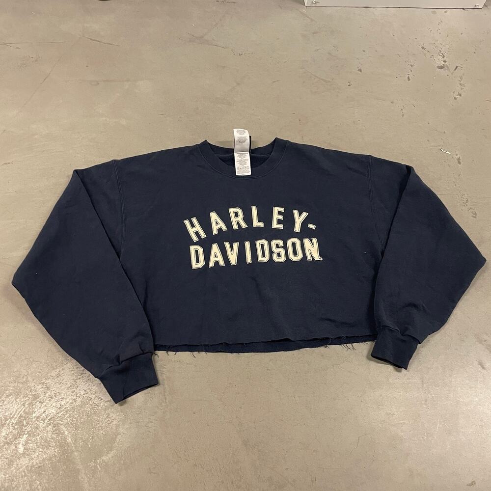 vintage Y2K Harley Davidson cuttoff sweatshirt